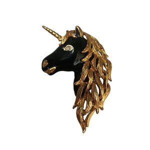 Vintage Enameled Designer Quality Unicorn Brooch (A4400)